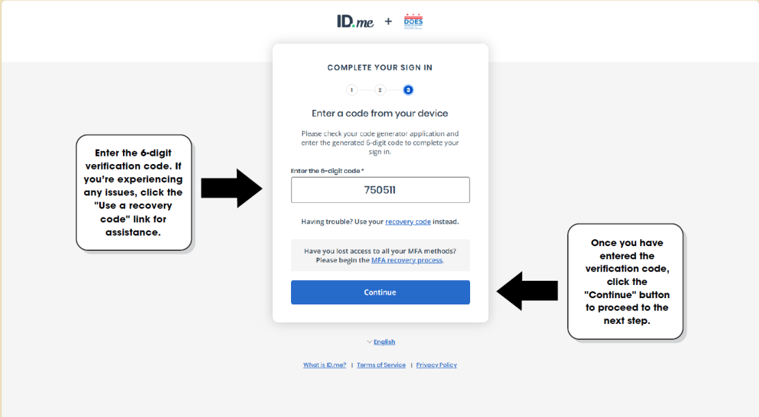 Step 4 - Enter Verification Code